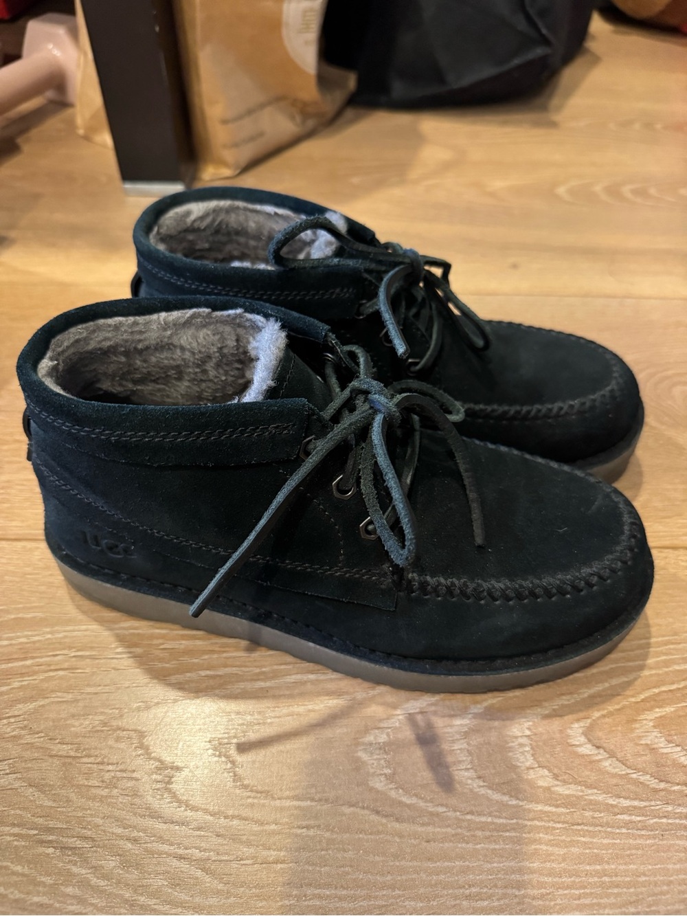 Ugg Men’s Suede Lace-Up Ankle Boots in Black